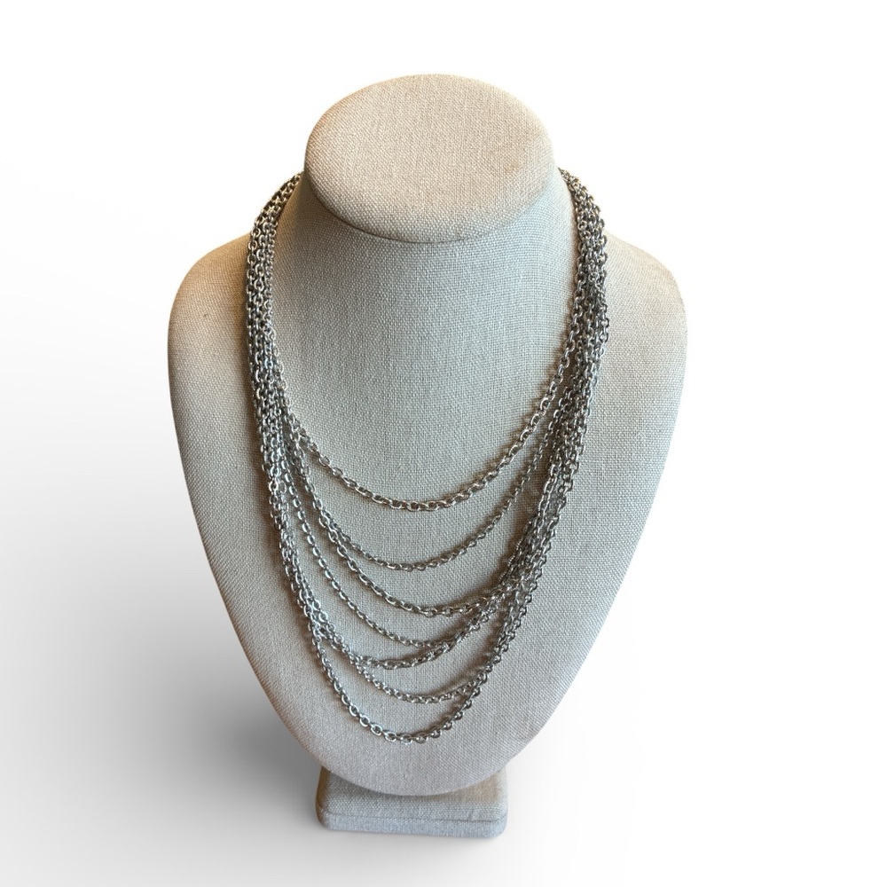 Avon Silver Layered Chain Necklace